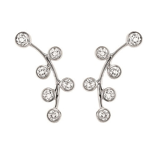 Silver Diamond Earrings Climbers 1/4 ctw