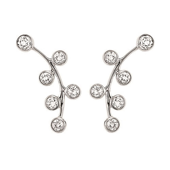 Silver Diamond Earrings Climbers 1/4 ctw