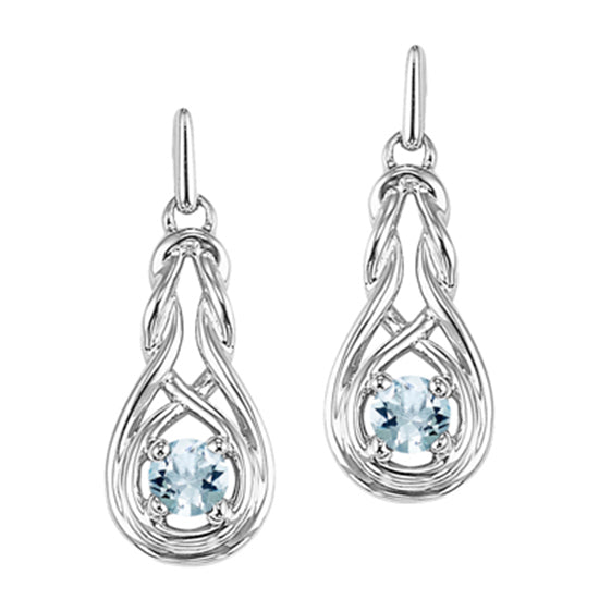 Silver Birthstone Earrings - Aqua - March