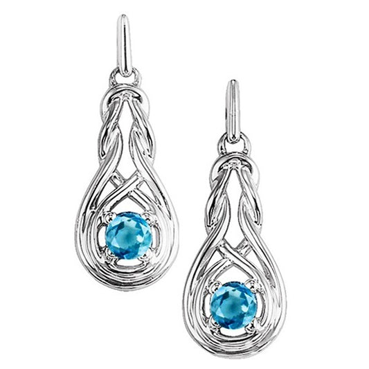 Silver Birthstone Earrings - Blue Topaz - December