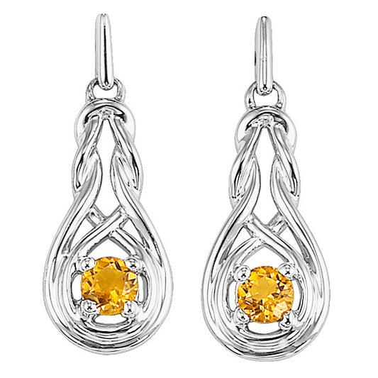 Silver Birthstone Earrings - Citrine - November