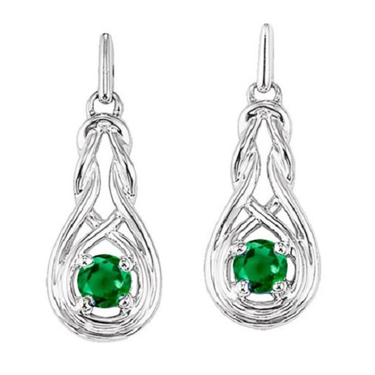 Silver Birthstone Earrings - Emerald - May