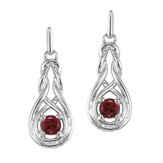 Silver Birthstone Earrings - Garnet - January