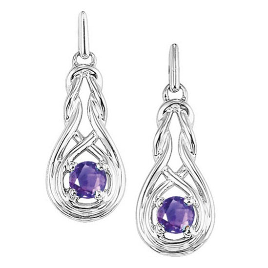 Silver Birthstone Earrings - Amethyst - February