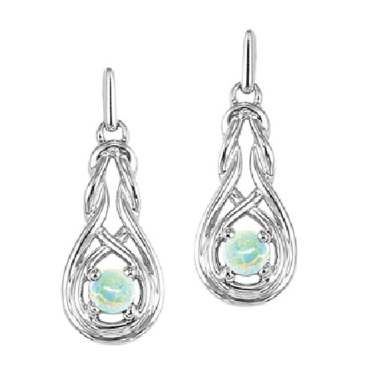 Silver Birthstone Earrings - Opal - October