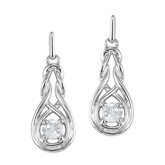 Silver Birthstone Earrings - White Topaz - April