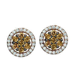 14 K Brown Diamond Earrings 1/2 ctw