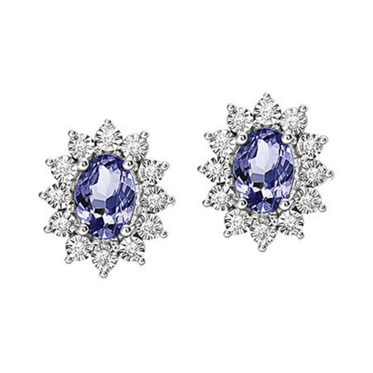 Silver Diamond Tanzanite Earrings