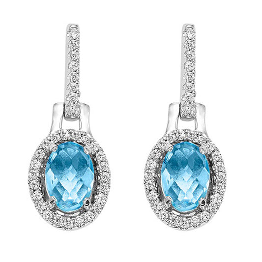 Silver with Oval Blue Topaz Earrings