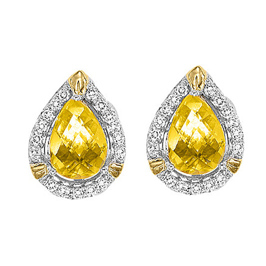 Silver with Pear Citrine Earrings