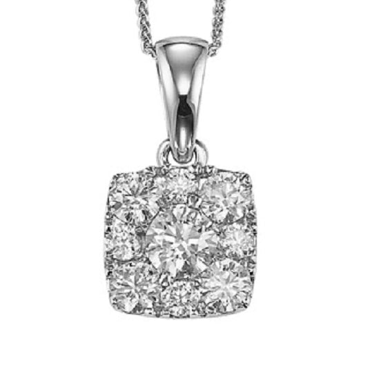 14K Diamond Sensation Pendant Cushion Shape 1/2 ctw