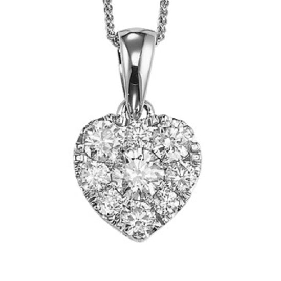 14K Diamond Sensation Pendant Heart Shape 1/2 ctw