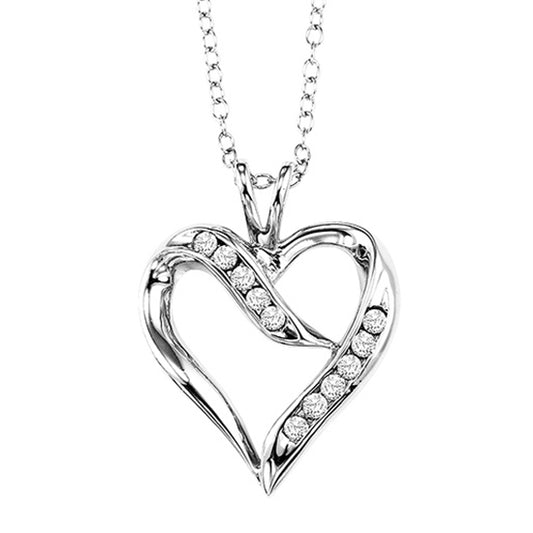 Silver Diamond Heart Pendant