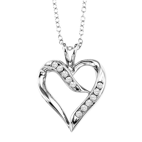 Silver Diamond Heart Pendant