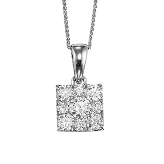 14K Diamond Sensation Pendant Square Shape 1/4 ctw