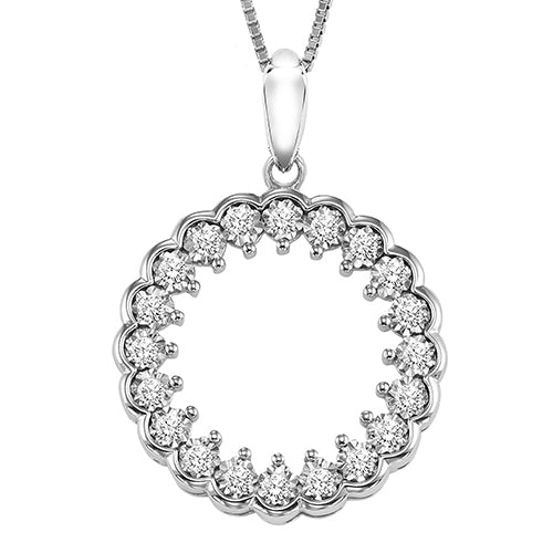 Silver Diamond Pendant 1/8 ctw