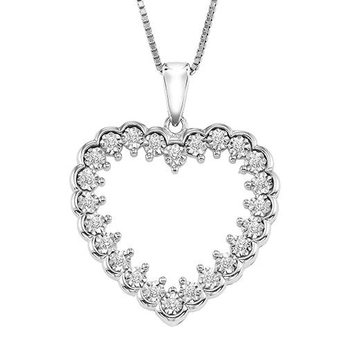 Silver Diamond Pendant 1/8 ctw