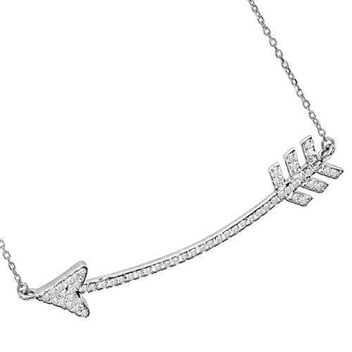 Silver White Diamond Arrow Pendant 1/3 ctw