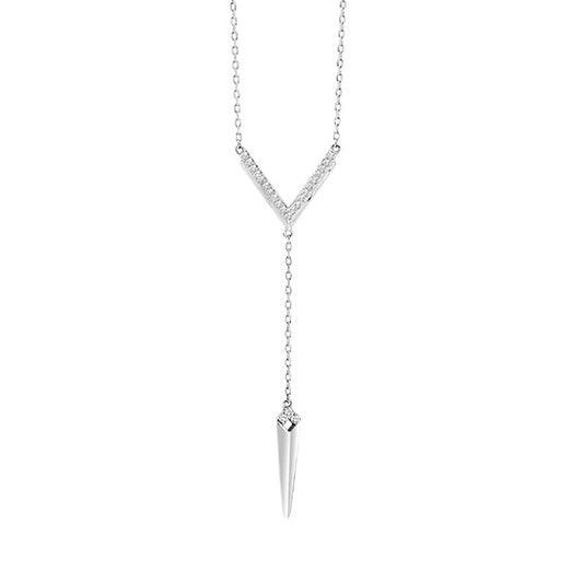 Silver Diamond Lariat Pendant 1/7 ctw