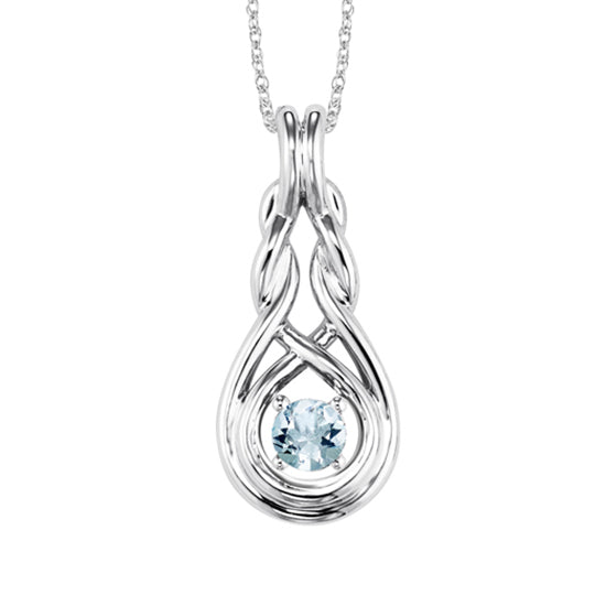 Silver Birthstone Pendant - Aqua - March