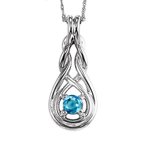 Silver Birthstone Pendant - Blue Topaz - December