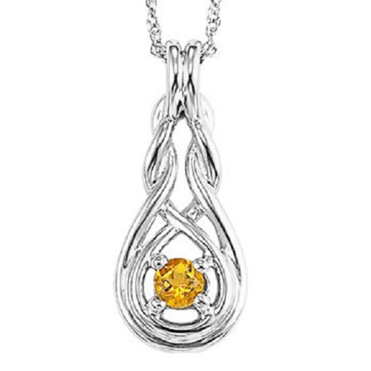 Silver Birthstone Pendant - Citrine - November