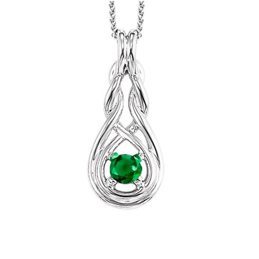 Silver Birthstone Pendant - Emerald - May