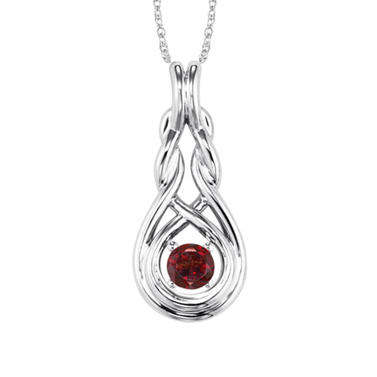 Silver Birthstone Pendant - Garnet - January