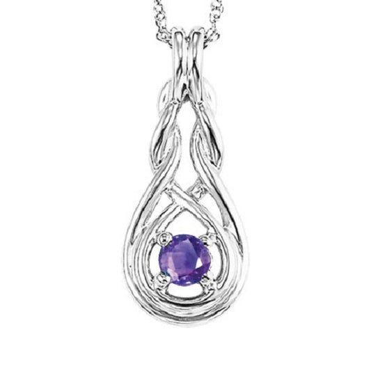 Silver Birthstone Pendant - Amethyst - February