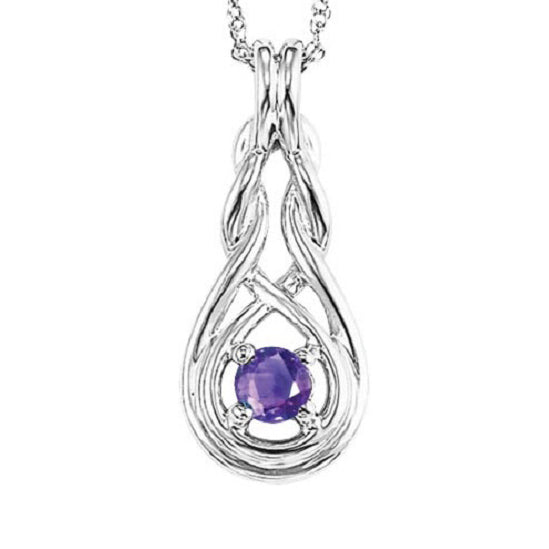 Silver Birthstone Pendant - Amethyst - February