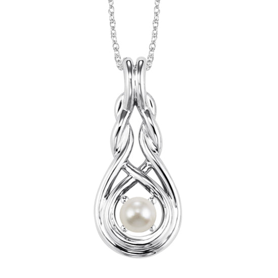 Silver Birthstone Pendant - Pearl - June