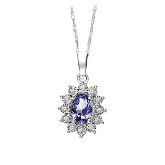 Silver Diamond Tanzanite Pendant