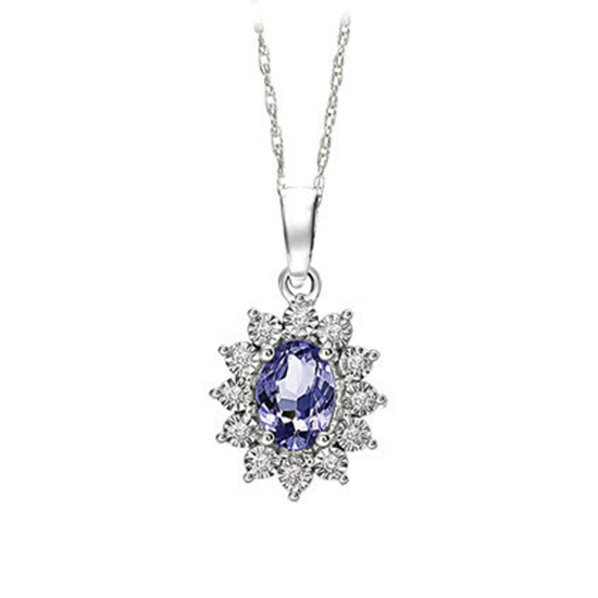 Silver Diamond Tanzanite Pendant