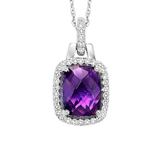 Silver with Cushion Amethyst Pendant