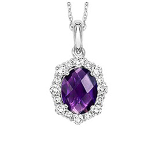 Silver with Oval Amethyst Pendant