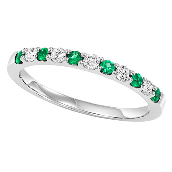 14K Alternate Color and Diamond Band 1/4 ctw Dia + 1/4 ctw Emerald