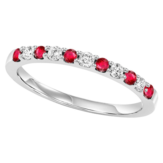 14K Alternate Color and Diamond Band 1/4 ctw Dia + 1/3 ctw Ruby