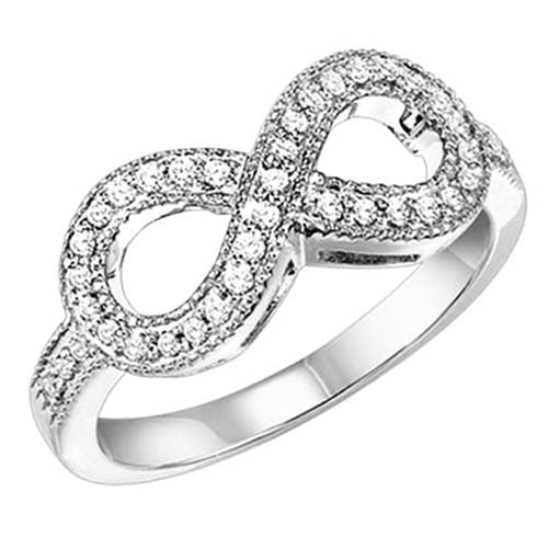 Silver Diamond Infinity Ring 1/4 ctw