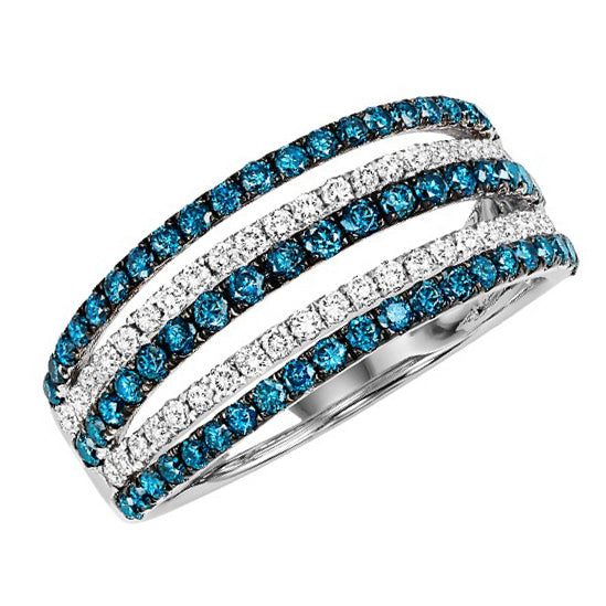 14K Blue & White Diamond Ring 1 ctw