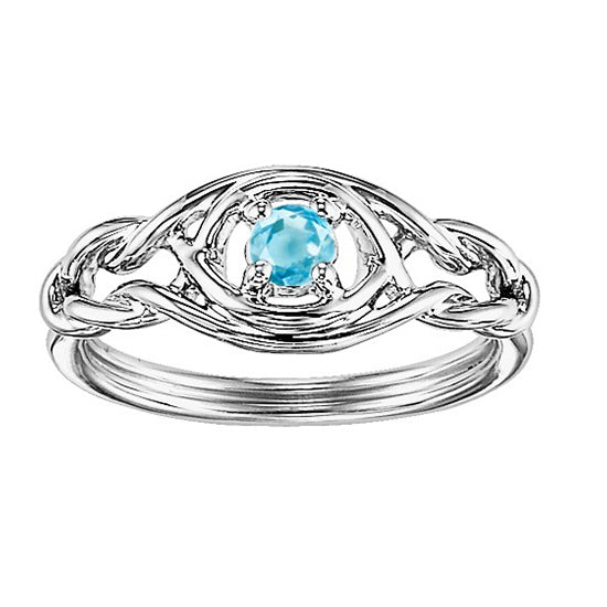 Silver Birthstone Ring - Aqua - March