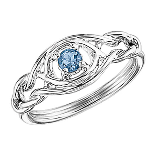 Silver Birthstone Ring - Blue Topaz - December