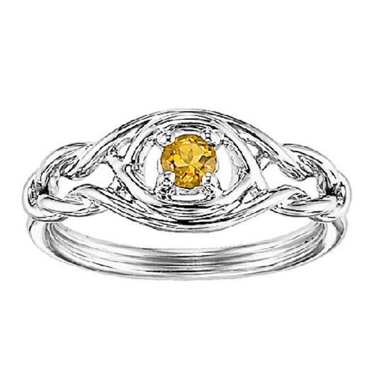 Silver Birthstone Ring - Citrine - November