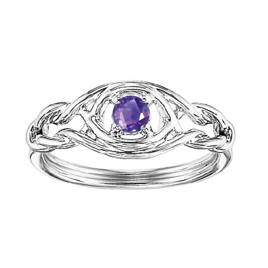 Silver Birthstone Ring - Amethyst - February