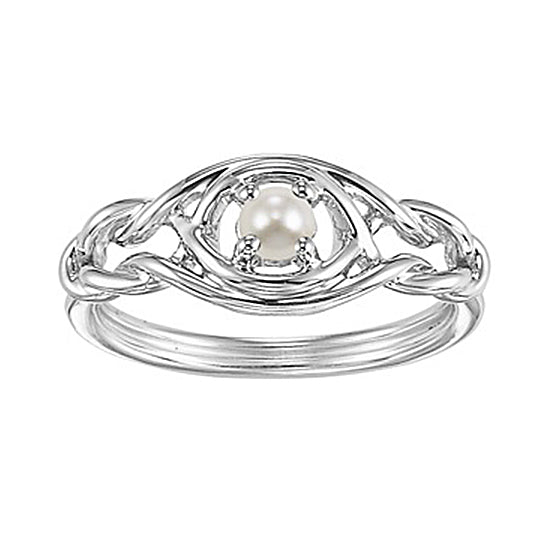 Silver Birthstone Ring - Pearl - June