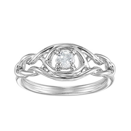 Silver Birthstone Ring - White Topaz - April