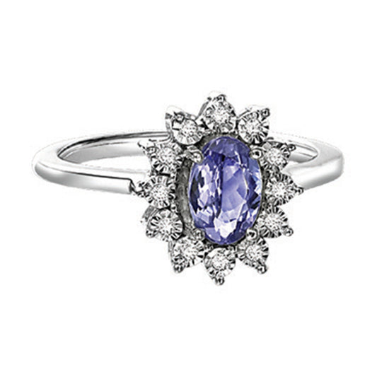 Silver Diamond Tanzanite Ring