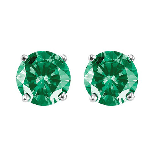 10K Round Green Diamond Studs 1/4 ctw