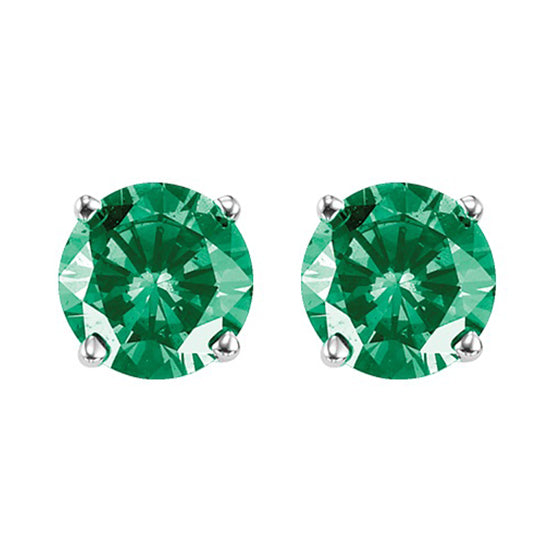 10K Round Green Diamond Studs 1/4 ctw