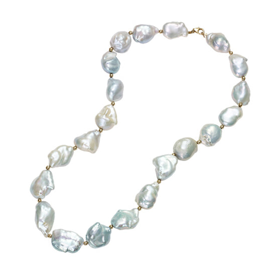 Gold Bead F.W. Pearl Necklace