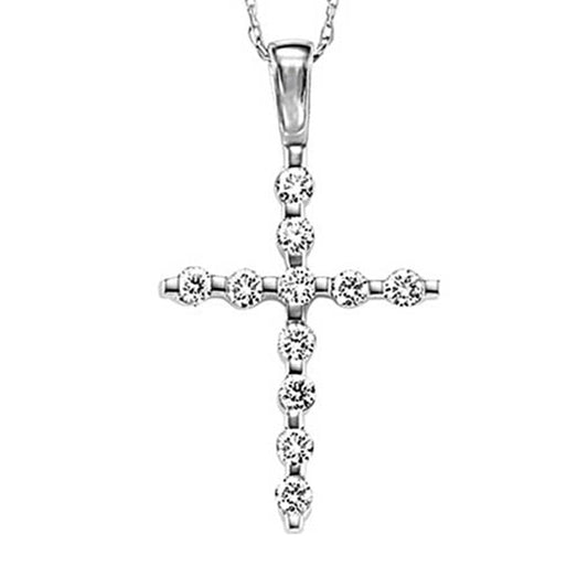 14K Diamond Cross 1/10 ctw